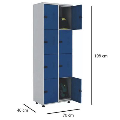 Armário Roupeiro Aço 8 Portas Guarda Volume Ea702 Azul