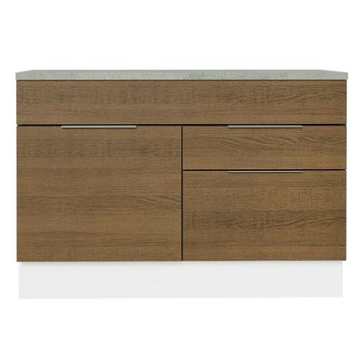 Balcão Gabinete De Pia 120cm 1 Portas 2 Gavetas Com Tampo Branco/rustic Stella Madesa