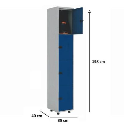 Armário Roupeiro Aço 4 Portas Ea701 Azul