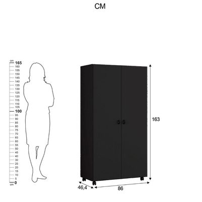 Armário Multiuso Ditália 2 Portas Com Rodízios Ar-70 Preto