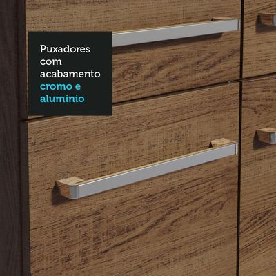 Armário De Cozinha Compacta 105cm Rustic/cinza Emilly Madesa 03 Rustic/cinza