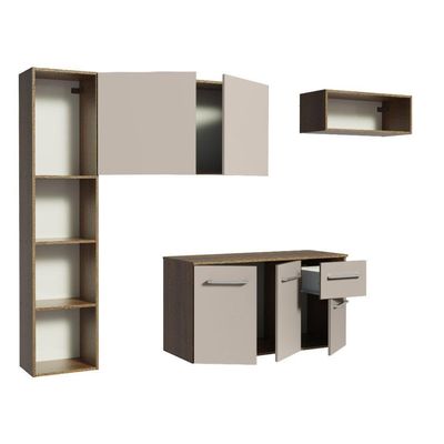 Armário De Cozinha Compacta 180cm Rustic/crema Easy Madesa Rustic/crema