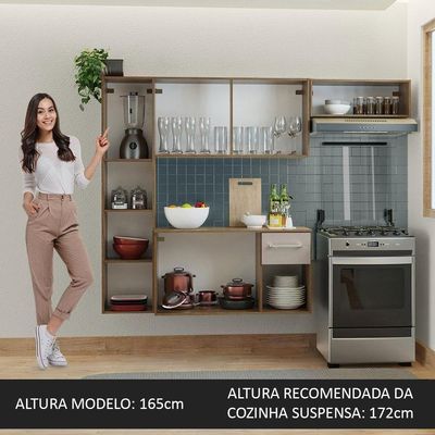 Armário De Cozinha Compacta 180cm Rustic/crema Easy Madesa Rustic/crema