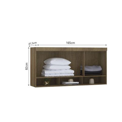 Armário Aéreo Maleiro Modulado 165cm 2 Portas Basculantes Paris Avelã Pf Com Branco Pf