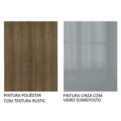 Armário Aéreo Madesa Lux 120 Cm 2 Portas Rustic/cinza