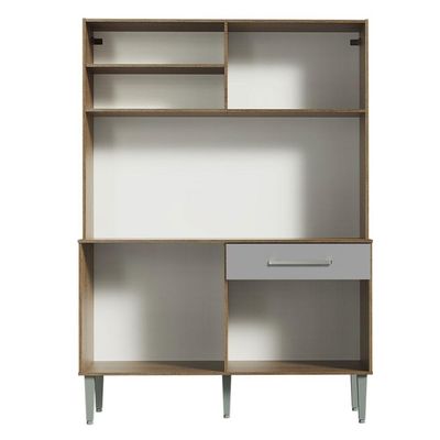 Armário De Cozinha Compacta 120cm Rustic/cinza Life Madesa Rustic/cinza