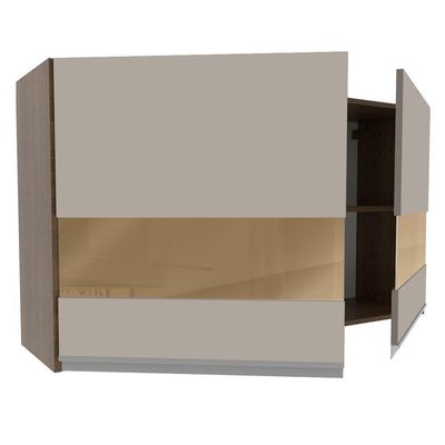 Armário Aéreo Glamy 120cm 2 Portas Vidro Rustic/Crema Madesa