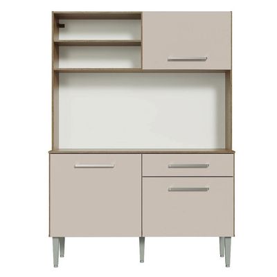 Armário De Cozinha Compacta 120cm Rustic/crema Life Madesa Rustic/crema