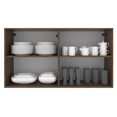 Armário Aéreo Glamy 120cm 2 Portas Vidro Rustic/Crema Madesa