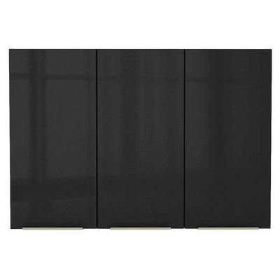 Armário Aéreo Madesa Lux 120 cm 3 Portas Rustic e Preto