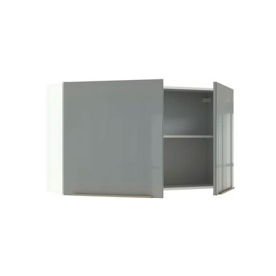 Armário Aéreo Madesa Lux 120cm 2 Portas Branco Cinza