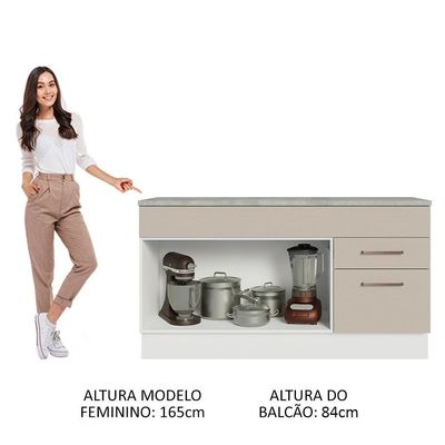 Balcão Gabinete De Pia 150 Cms Madesa Branco/crema
