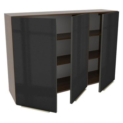 Armário Aéreo Madesa Lux 120 cm 3 Portas Rustic e Preto