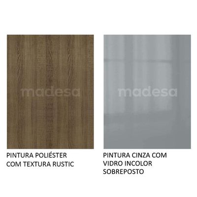 Armário Aéreo Madesa Lux 40 X 83 Cm 1 Porta Rustic/cinza