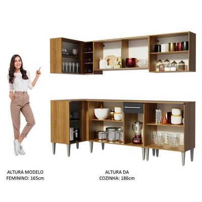 Armário de Cozinha Completa de Canto Emilly Play Aéreo Preto