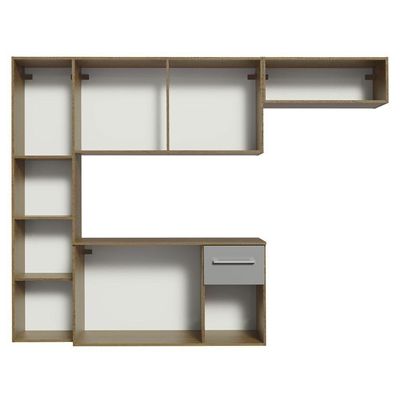 Armário De Cozinha Compacta 180cm Rustic/cinza Easy Madesa Rustic/cinza