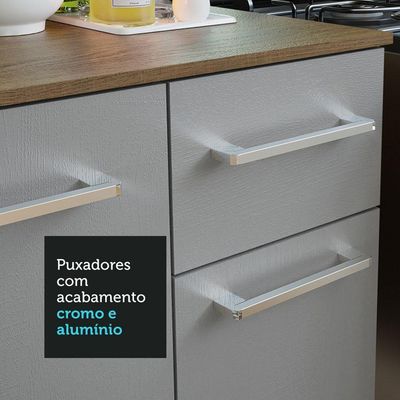 Armário De Cozinha Compacta 180cm Rustic/cinza Easy Madesa Rustic/cinza