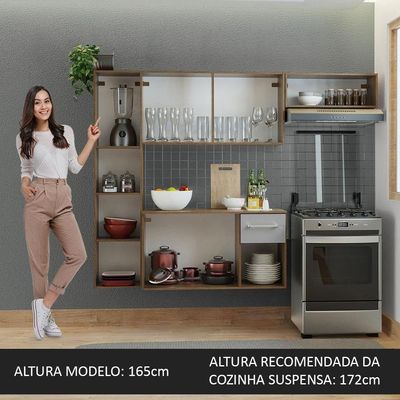 Armário De Cozinha Compacta 180cm Rustic/cinza Easy Madesa Rustic/cinza