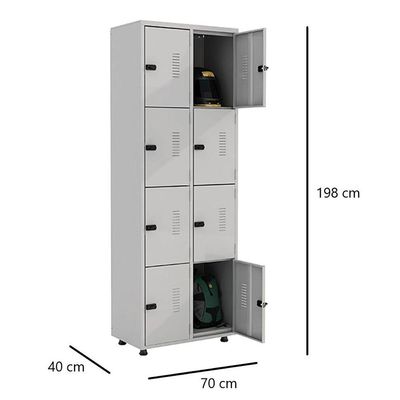 Armário Roupeiro Aço 8 Portas Guarda Volume Ea702 Cinza