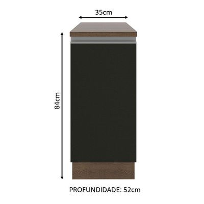 Balcão Glamy 35cm 1 Porta Rustic Preto