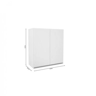 Armário De Cozinha E Lavanderia Com 2 Portas Duplo Aéreo Módulo Suspenso Top Class Batrol Branco Branco Brilho