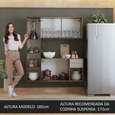 Armário De Cozinha Compacta 120cm Rustic/crema Easy Madesa Rustic/crema