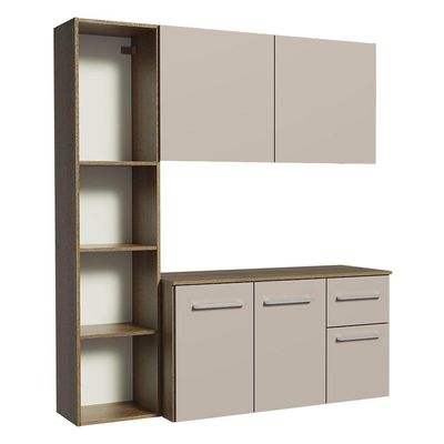 Armário De Cozinha Compacta 120cm Rustic/crema Easy Madesa Rustic/crema
