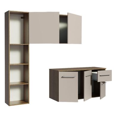 Armário De Cozinha Compacta 120cm Rustic/crema Easy Madesa Rustic/crema