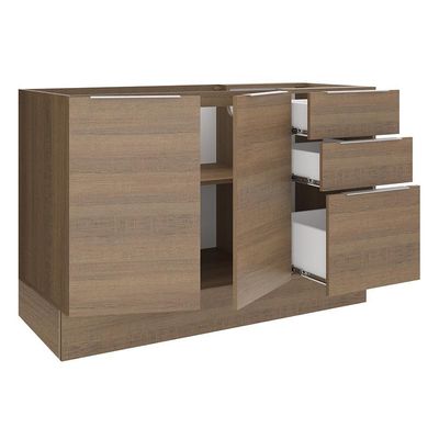 Balcão de Pia Stella 2 Portas 3 Gavetas Rustic Madesa