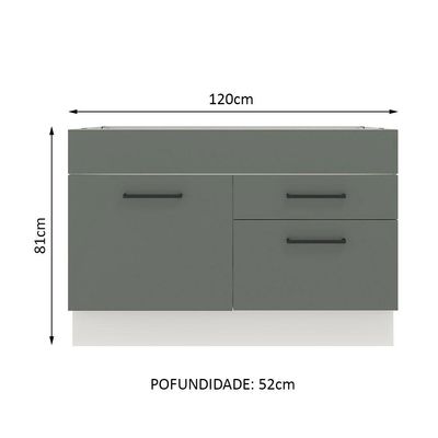 Balcão de Pia Madesa Agata 1 Porta e 2 Gavetas Branco