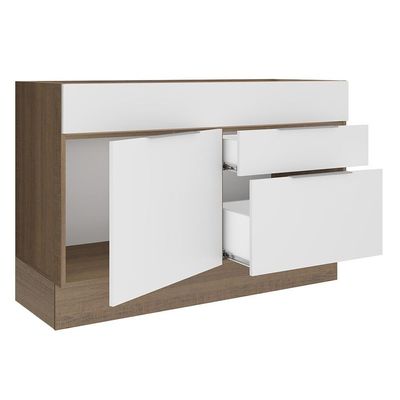 Balcão de Pia Stella 1 Porta 2 Gavetas Rustic/branco Madesa