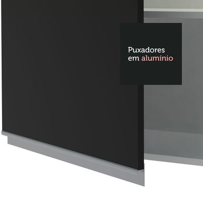 Armário Aéreo Glamy 120 Cm 2 Portas com Vidro Branco Preto