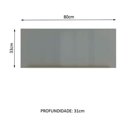 Armário Aéreo Lux 80cm 1 Porta Basculante Branco Cinza