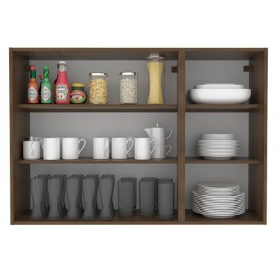 Armário Aéreo Madesa Lux 120 Cm 3 Portas Rustic/cinza