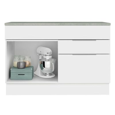 Balcão Gabinete De Pia 120 Cm 1 Portas E 2 Gavetas (com Tampo) Branco Stella Madesa Branco