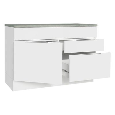 Balcão Gabinete De Pia 120 Cm 1 Portas E 2 Gavetas (com Tampo) Branco Stella Madesa Branco