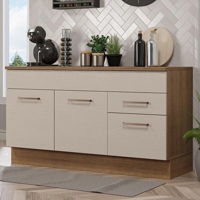 Balcão Gabinete De Pia 150 Cm 2 Gavetas (com Tampo) Madesa