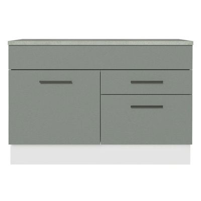 Balcão De Pia Cozinha 1 Porta E 2 Gavetas (com Tampo) Branco/cinza Agata Madesa Branco/cinza