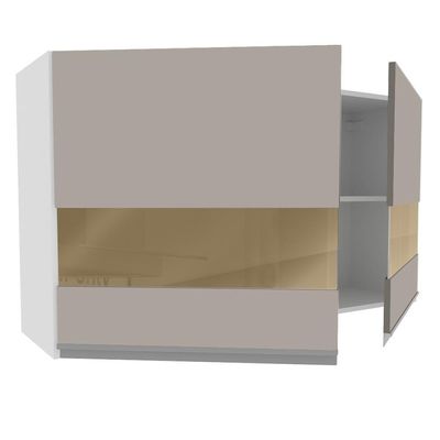 Armário Aéreo Glamy 120cm 2 Portas Vidro Branco/Crema Madesa