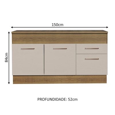 Balcão De Pia 150 Cm Es Madesa Rustic/crema