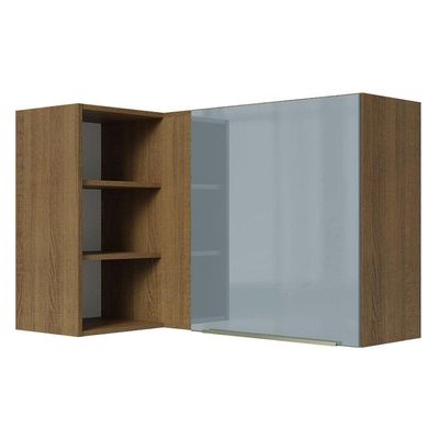 Armário Aéreo de Canto com Adega Madesa 1 Porta Rustic/cinza