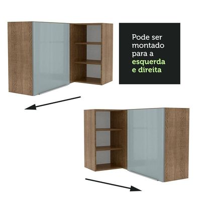 Armário Aéreo de Canto com Adega Madesa 1 Porta Rustic/cinza