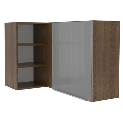 Armário Aéreo de Canto com Adega Madesa 1 Porta Rustic/cinza