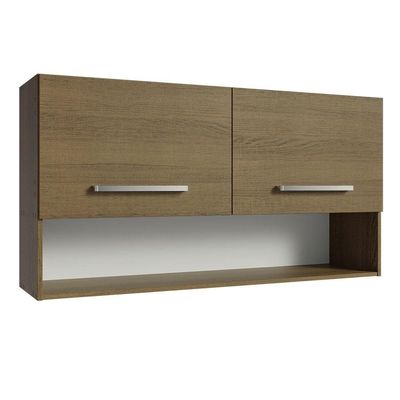 Armário Aéreo Cozinha 105cm 2 Portas 1 Nicho Rustic Emilly Madesa Rustic