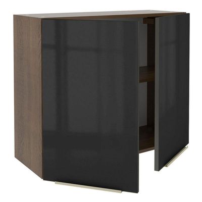 Armário Aéreo Madesa Lux 80 cm 2 Portas Rustic e Preto