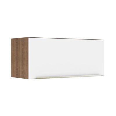 Armário Aéreo 80 Cm 1 Porta Basculante Rustic/Branco Veludo