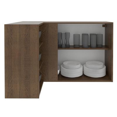 Armário Aéreo de Canto com Adega Madesa 1 Porta Rustic/cinza
