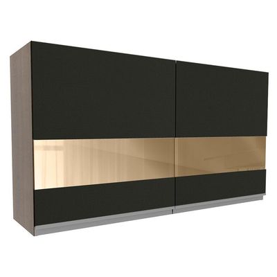 Armário Aéreo Madesa Glamy 2 Portas com Vidro Rustic Preto