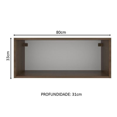 Armário Aéreo Madesa Lux 80cm 1 Porta Suspensa Rustic/cinza
