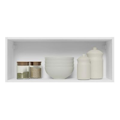 Armário Aéreo 80 Cm 1 Porta Basculante Branco/Branco Veludo